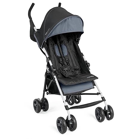 3D Mini Convenience Stroller – Lightweight Stroller with Compact Fold, Multi-Position Recline, Canopy with Pop Out Sun Visor and More – Umbrella Stroller for Travel and More, Gray