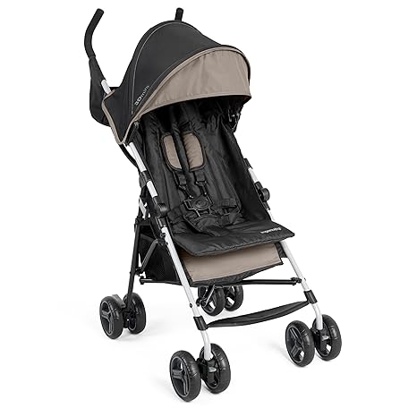 3D Mini Convenience Stroller – Lightweight Stroller with Compact Fold, Multi-Position Recline, Canopy with Pop Out Sun Visor and More – Umbrella Stroller for Travel and More, Gray