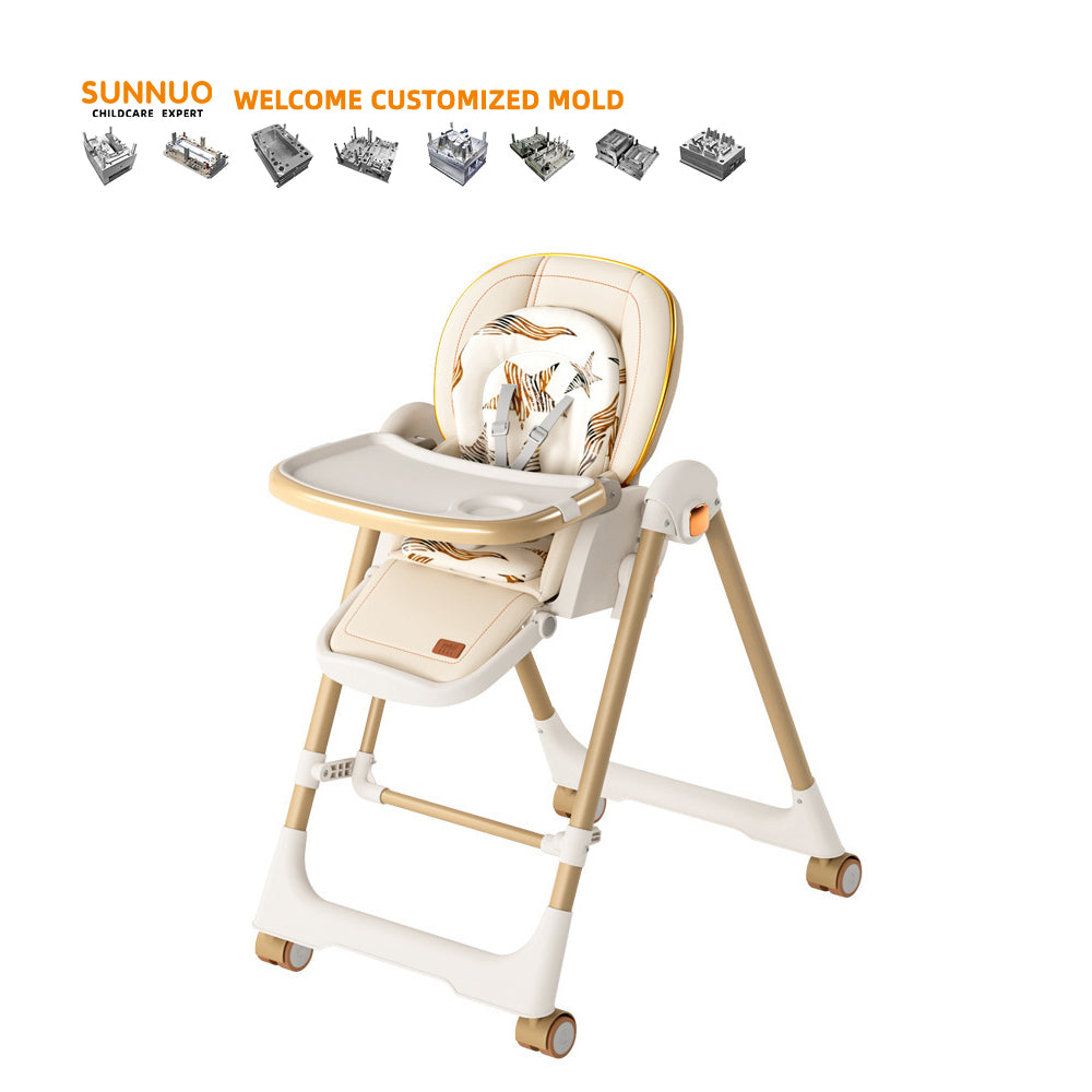 Multifunctional foldable baby high chair and swing seat for feeding in the kitchen or living room