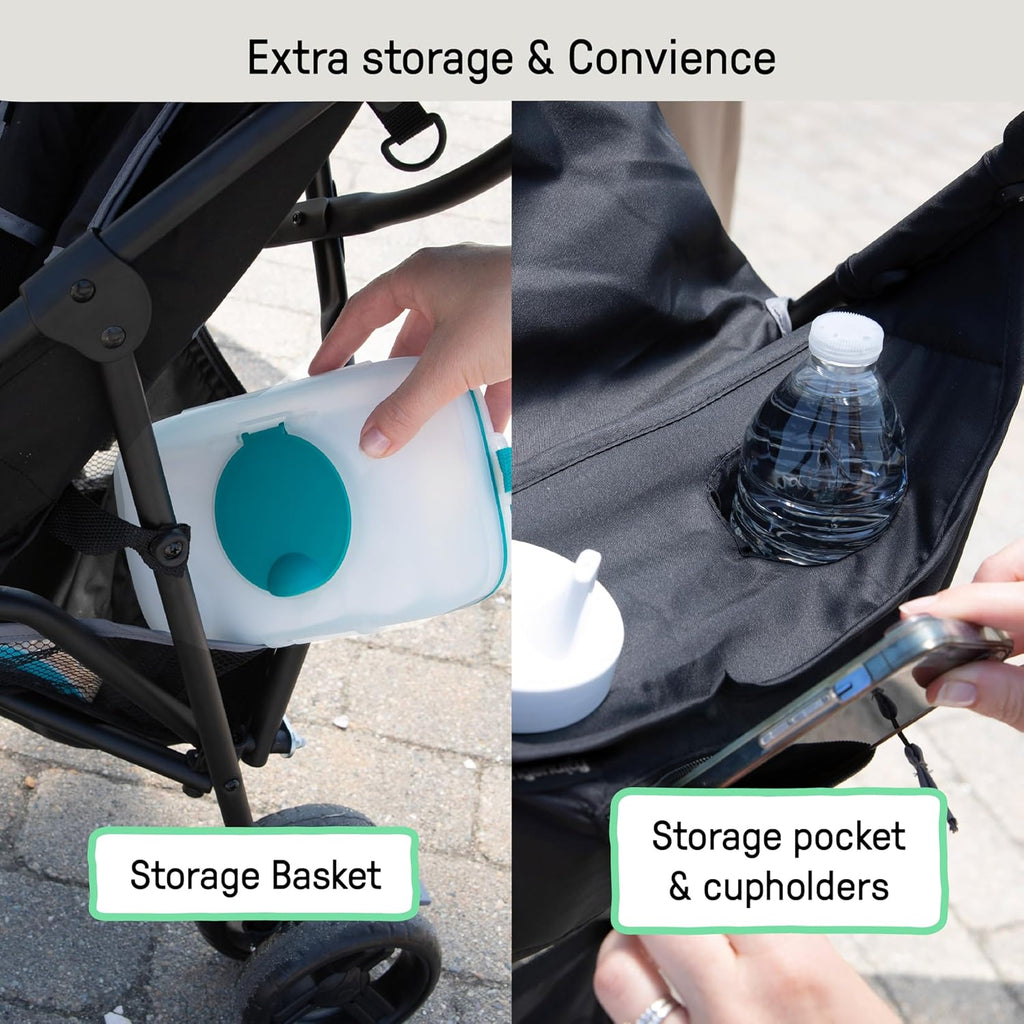 3D Mini Convenience Stroller – Lightweight Stroller with Compact Fold, Multi-Position Recline, Canopy with Pop Out Sun Visor and More – Umbrella Stroller for Travel and More, Gray