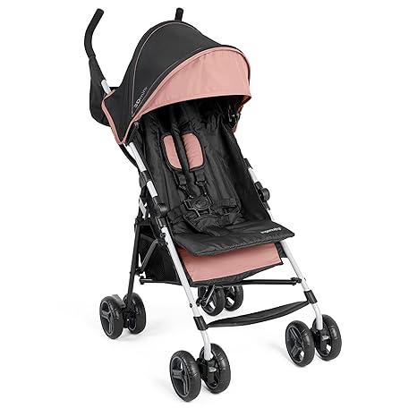 3D Mini Convenience Stroller – Lightweight Stroller with Compact Fold, Multi-Position Recline, Canopy with Pop Out Sun Visor and More – Umbrella Stroller for Travel and More, Gray
